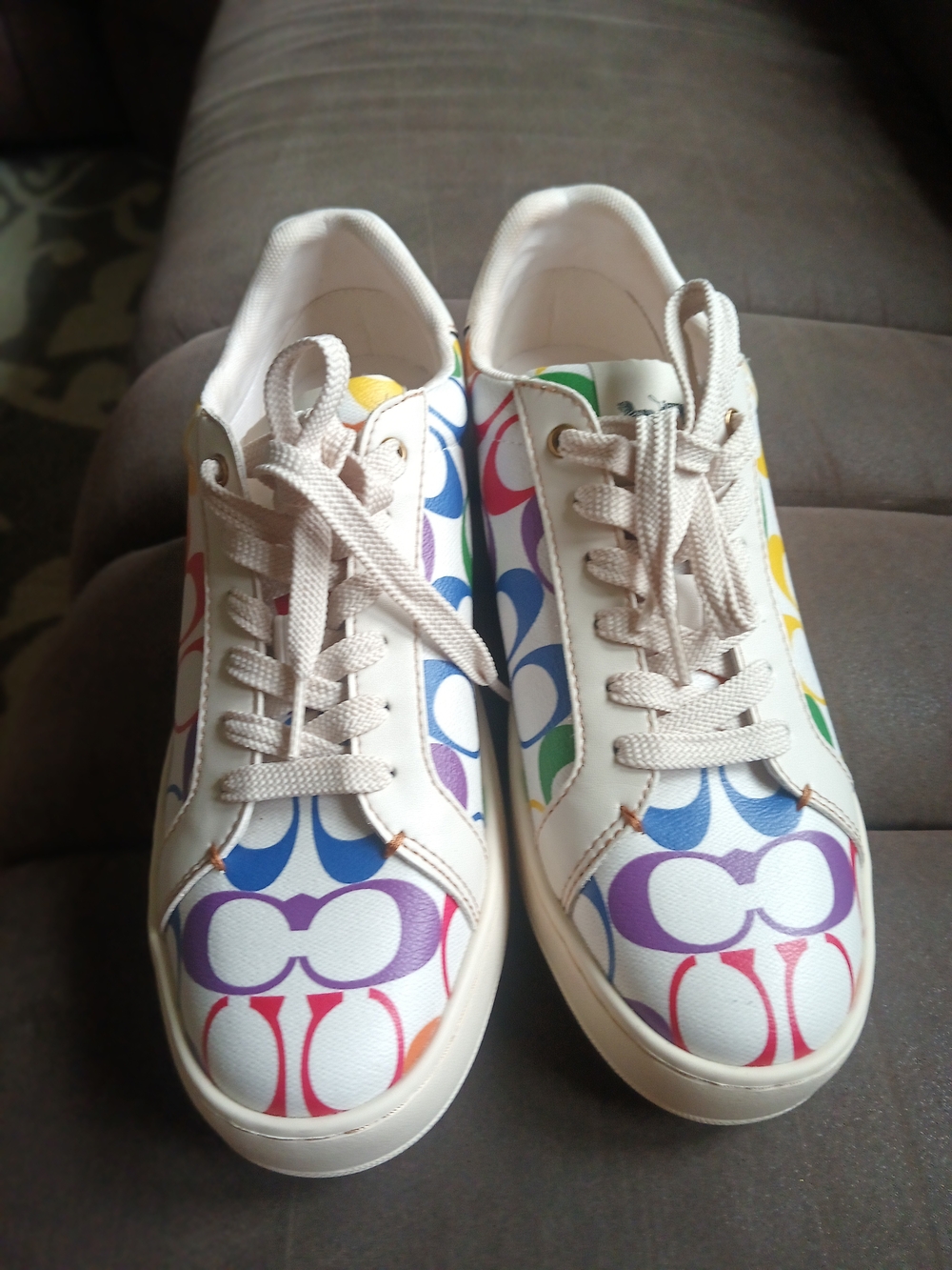 Coach White Sneakers with Blue Logo Accent